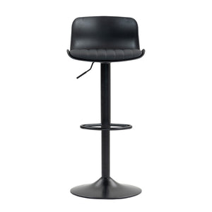 English Elm Bar Stools Set of 2 Adjustable Swivel Pu Leather Kitchen Island Seating with Back Black W676P358682