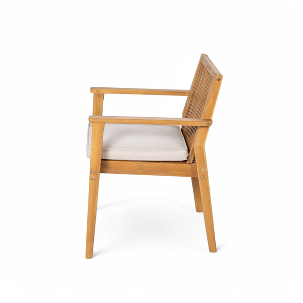 English Elm Christopher Knight Home® - Patio Acacia Wood Dining Chairs Set of 2 with Waterproof Cushions, Ergonomic Armrests, 400 lb Capacity Beige,Natural N779P234497N