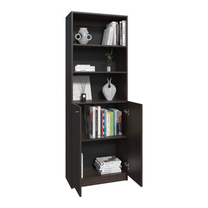English Elm Home 2 Door Bookcase Kronos Walnut Finish with Two Open Shelves and Concealed Cabinet Storage, Versatile Organizer B070P337151