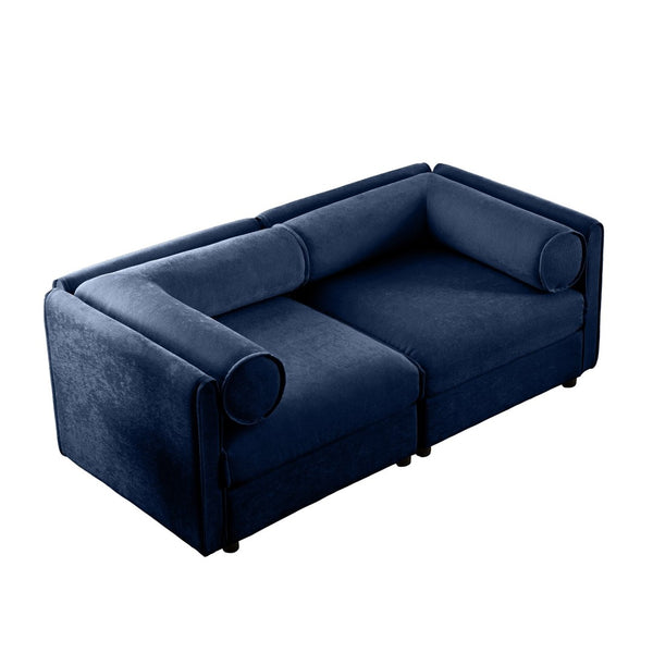 English Elm Stylish Blue Chenille 2-Seater Sofa With Hidden Storage, Modern Design & Ergonomic Comfort For Small Spaces W714S01046-GIGA