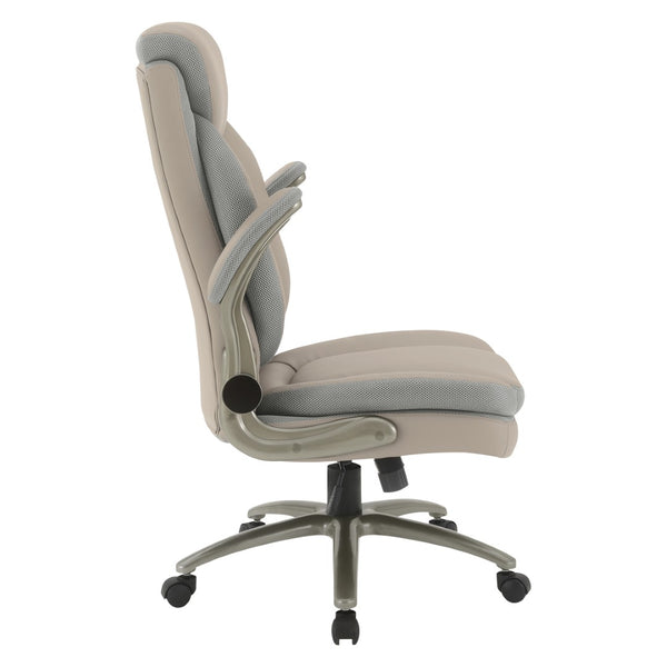 OSP Home Furnishings Big and Tall Ergonomic Office Chair with Lumbar Support Leather Seat 400 Lb Capacity Taupe ECH14517BT-EC21
