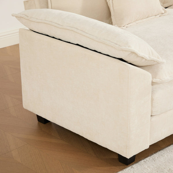 English Elm Cloud Sofa Single Seat - Modular Chenille Lounge Chair with Double-Layer Cushion, Ergonomic Support and Easy Assembly Beige W1143S00031