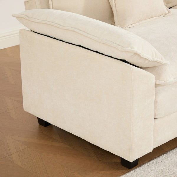 English Elm Wider Armrest 3-Seater Modular Sofa, Breathable Beige Chenille, Ergonomic Comfort For Any Space W1143S00041-GIGA