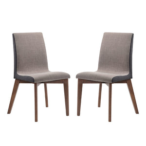 English Elm Set Of 2 Stylish Grey Fabric Dining Chairs With Walnut Legs – Mid-Century Modern Comfort & Design B016P223111-GIGA