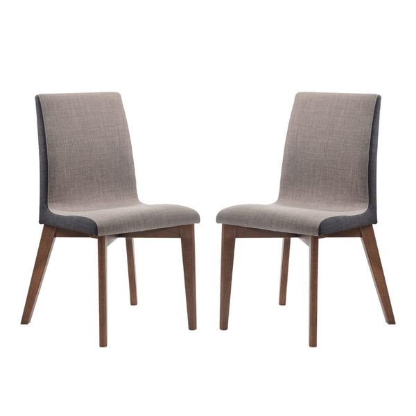 English Elm Set Of 2 Stylish Grey Fabric Dining Chairs With Walnut Legs – Mid-Century Modern Comfort & Design B016P223111-GIGA