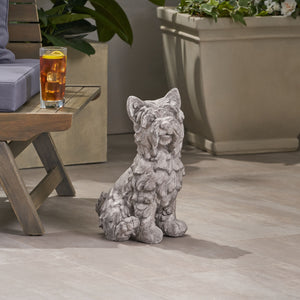 English Elm Christopher Knight Home® - CRICKET Terrier Cast Stone Garden Statue in Antique Gray Finish — Durable Outdoor Accent, 15"H 65285.00GRY