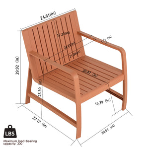 English Elm 5-Piece Outdoor/Indoor Furniture Set with Weatherproof PP, 3-Seater Sofa, 2 Chairs, Easy Assembly, Space-Saving Nesting Tables Apricot Brown W3450S00001
