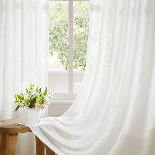 English Elm 2 Pcs 52X95" Elegant White Rod Pocket & Back Tab Curtains For Privacy, Light Control, & Style B035P319836