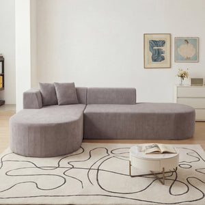 English Elm L-shaped Corduroy Sectional with Movable Ottoman Deep Foam Seats for Living Room W3670S00008
