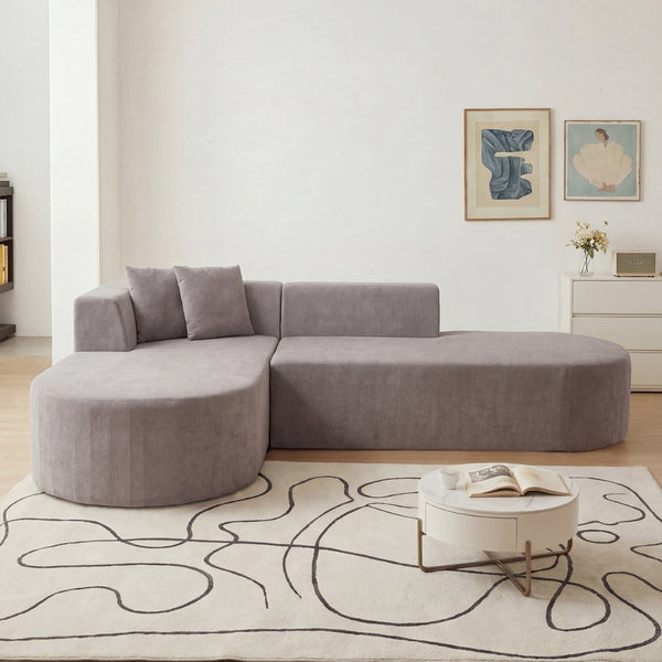 English Elm L-shaped Corduroy Sectional with Movable Ottoman Deep Foam Seats for Living Room W3670S00008