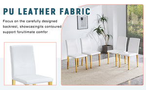 English Elm Set Of 4 Elegant White Pu Leather Chairs With Gold Legs – Chic, Durable, And Perfect For Modern Spaces! W3226P279073-GIGA