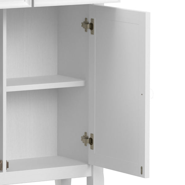 English Elm Amherst White Pine Entryway Cabinet with Crown Molding Two Drawers and Storage Doors B136P436048