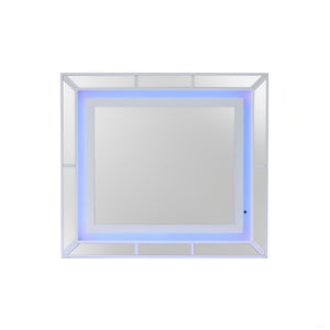 English Elm Hollywood LED Lit G8180-M Mirror in White Wood Frame with Low-Distortion Glass, Dresser Matchability B078108446