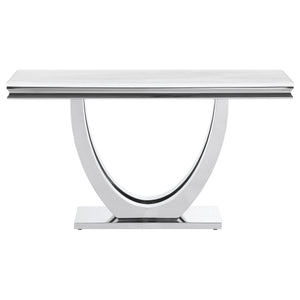 English Elm Durante U-Shaped Chrome Base Sofa Table With Faux Marble Top - Modern Entryway And Living Room Accent B062S00725