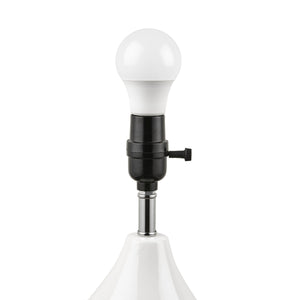 English Elm 2-Tone Ceramic Table Lamp Set of 2 with Elegant Silvery Accents, Modern White Ceramic Bases, 21.5"H White+Silver 19.1 L x 15.35 W x 15.35 H B035P264515