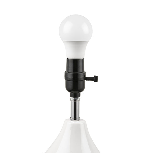 English Elm 2-Tone Ceramic Table Lamp Set of 2 with Elegant Silvery Accents, Modern White Ceramic Bases, 21.5"H White+Silver 19.1 L x 15.35 W x 15.35 H B035P264515