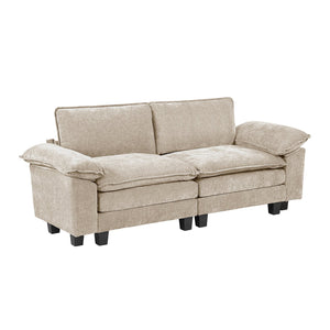 English Elm Modern Plush Chenille Loveseat with Pocket Coil Support, Reversible Cushions & Removable Zippers for Easy Care and Lasting Comfort taupe 34.5 L x 29 W x 8.5 H B011S01805