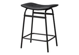 English Elm Barstool, Set Of 2 Counter Height Barstools With Black Leather Look & Metal Legs For Modern Spaces B2710P287022