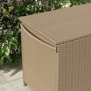 English Elm Outsunny 83 Gallon Outdoor Deck Box - Stylish Wicker Storage Trunk With Wheels For Cushions & Toys W2225P200917-GIGA