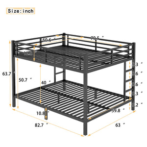 English Elm Metal Queen-Over-Queen Bunk Bed For Teens & Adults - Sturdy, Space-Saving, Noise-Reducing Design W1580S00340