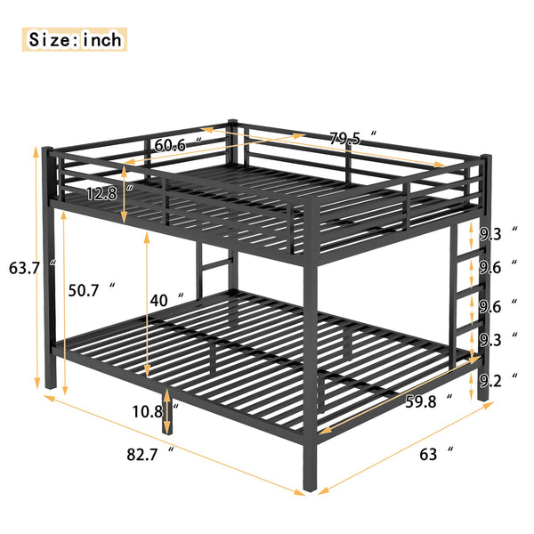 English Elm Metal Queen-Over-Queen Bunk Bed For Teens & Adults - Sturdy, Space-Saving, Noise-Reducing Design W1580S00340