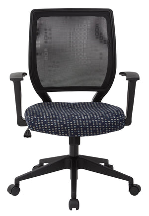 OSP Home Furnishings Screen Back Mesh Task Chair with Lumbar Support and T Arms for Home Office Use Indigo EM51022N-K113