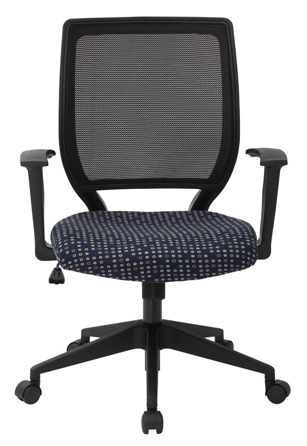 OSP Home Furnishings Screen Back Mesh Task Chair with Lumbar Support and T Arms for Home Office Use Indigo EM51022N-K113