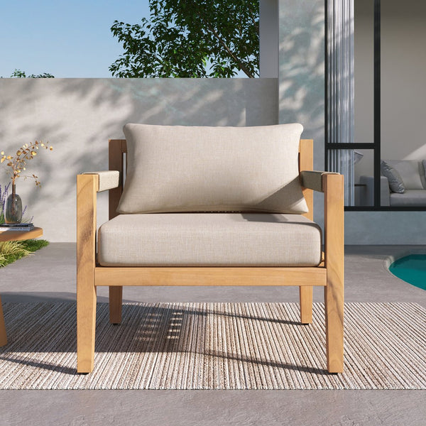 English Elm Christopher Knight Home® - Acacia Wood Leisure Chair With Beige Rope – Spacious, Weather-Resistant & Stylish For Outdoor Comfort N769P326314T