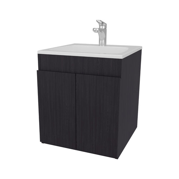 English Elm Wengue Bathroom Vanity With Integrated Basin & Two Doors – Modern, Compact Storage Solution For Small Spaces B062P355536-GIGA