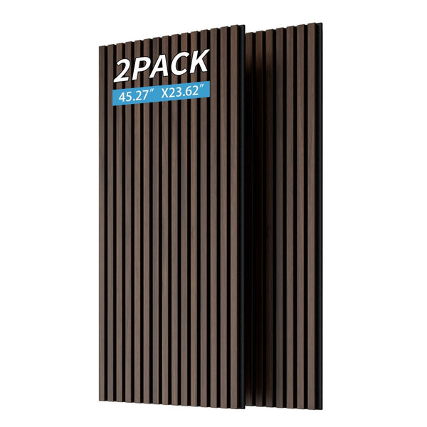 English Elm Wood Slat Acoustic Wall Panels Set of 4 Fluted Mdf for Living Room or Studio Walnut W347P317957