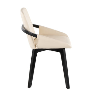 English Elm Dining/accent Chair Solid Wood Tapered Legs Cream Upholstery Mid-century Modern Seating Black,Cream B202P471307