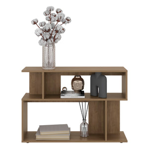 English Elm Bell Contemporary Wood Wall Shelf with Two Open Levels for Home Office or Living Room B128P473987