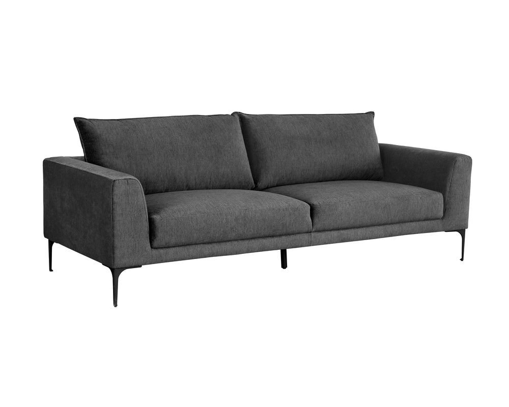 Sunpan Virgo Sofa - Stylish Comfort with Sleek Design and Black Steel Feet for Timeless Elegance in Your Space Polo Club Kohl Grey