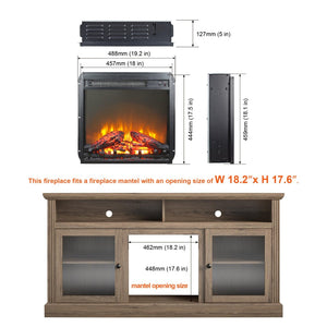 English Elm 18 Inch Electric Fireplace Insert Slim Led Log Flame Heater for Media Console W1769103307