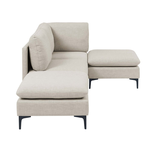 English Elm Linen Upholstered Modular Sectional Sofa with Black Metal Legs for Modern Living Almond B2748S00096