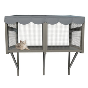 English Elm Cat Catio Window Box Enclosure Solid Wood Frame Mesh Panels Weatherproof Outdoor Perch W3166P354629