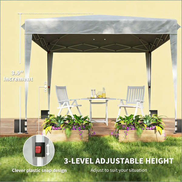 English Elm Convenient Pop up Canopy 10x10 Steel Frame Upf50 Oxford Roof with Sidewalls Included Light Gray,White T3971P454719