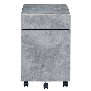 English Elm Silver Faux Concrete 3-Drawer File Cabinet on Casters — Mobile, Manual-Close Storage for Office & Home B062P184519