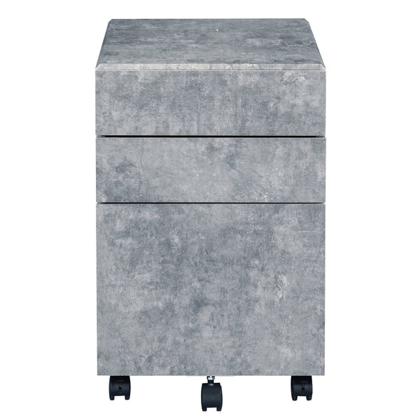 English Elm Silver Faux Concrete 3-Drawer File Cabinet on Casters — Mobile, Manual-Close Storage for Office & Home B062P184519