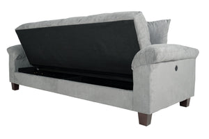 English Elm Modern Adjustable Sofa with USB Port, Gray Microfiber Futon w/ Hidden Storage, Tufted Cube Design B011P381505