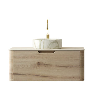 English Elm Xai 36" Floating Bathroom Vanity With Elegant Ceramic Sink, Plywood Storage & Sintered Stone Top W2615S00274-GIGA