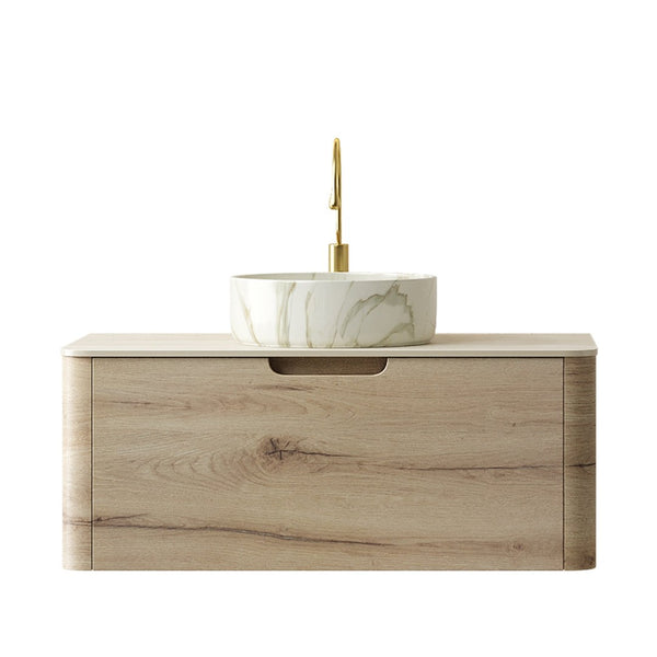 English Elm Xai 36" Floating Bathroom Vanity With Elegant Ceramic Sink, Plywood Storage & Sintered Stone Top W2615S00274-GIGA