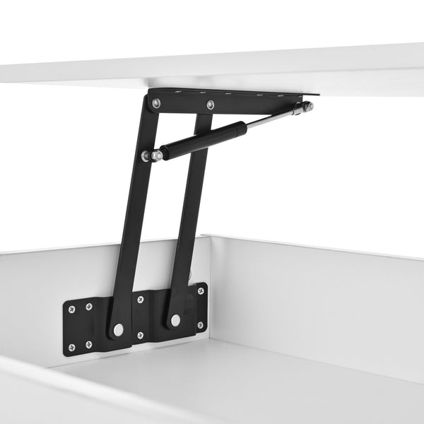 English Elm 39.3" Lift Top Coffee Table with Hidden Storage, 2 Drawers, Adjustable LED Ambience Lights and Durable Lift Mechanism White W3871P368909