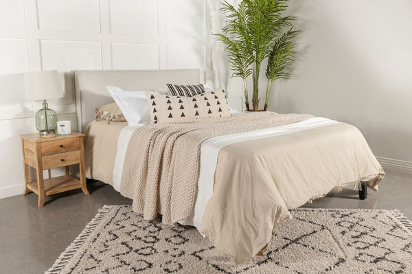 English Elm Sand Upholstered Headboard with Flanged Border for Queen Full Minimalist Bedrooms B062P153880