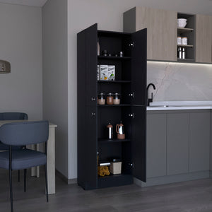 English Elm Lynch 71" Kitchen Pantry Cabinet Black – 4-Door Freestanding Storage with 5 Adjustable Shelves, Versatile B070P188841