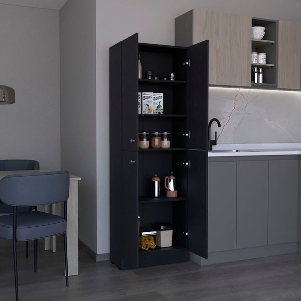 English Elm Lynch 71" Kitchen Pantry Cabinet Black – 4-Door Freestanding Storage with 5 Adjustable Shelves, Versatile B070P188841