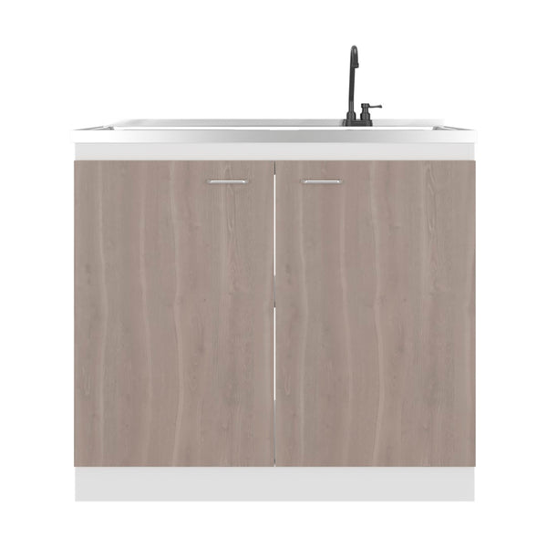 English Elm Utility Sink Base Cabinet with Two Doors Shelved Storage White Oak Laundry Room B097S00256