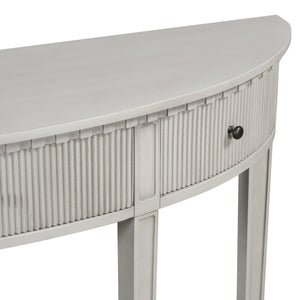 English Elm U-Style Pine Veneer Console Table with Vertical Stripe Drawer Fronts, Solid Pine Legs, 100 lb Top Antique White N711P173099G