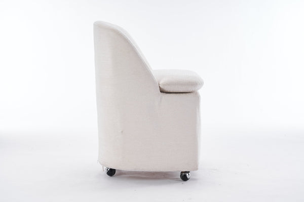 English Elm 058-Set Chenille Fabric Dining Chairs with 360° Swivel Wheels, Ergonomic Upholstered Seating, 250 lb Capacity Beige W527P242552