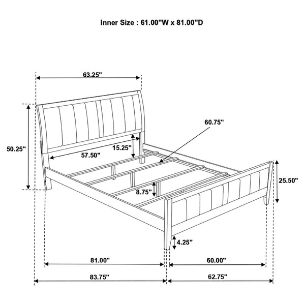 English Elm Warwick Queen Bedroom Set with Leatherette Headboard in Modern Cocoa Finish B062S00740